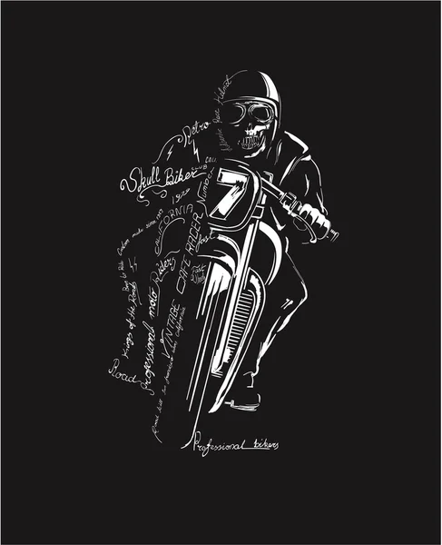 Oldtimer Motorradrennfahrer Silhouette — Stockvektor