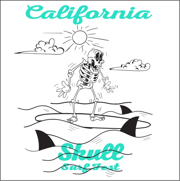 Lunga spiaggia surf storia — Vettoriale Stock