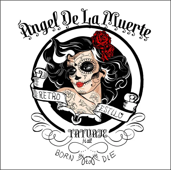 El ángel de la muerte, tatuaje de estilo retro — Archivo Imágenes Vectoriales