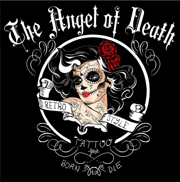 L'angelo della morte, tatuaggio stile retrò — Vettoriale Stock