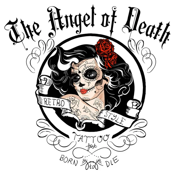 Anioł śmierci, tatuaż w stylu retro — Wektor stockowy