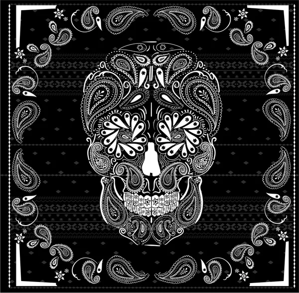 Ornamental paisley cráneo — Vector de stock