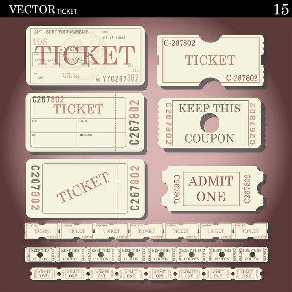 VINTAGE TICKET SET — Stock Vector