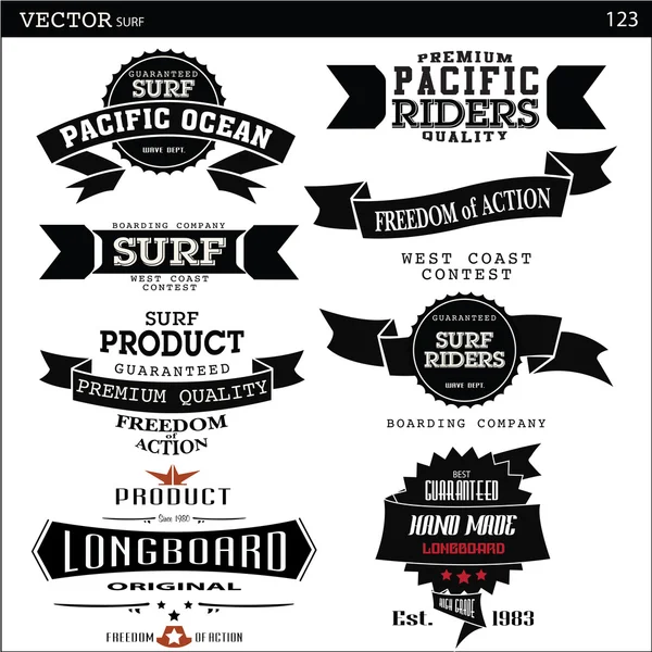 Elementos de surf Vintage — Vector de stock