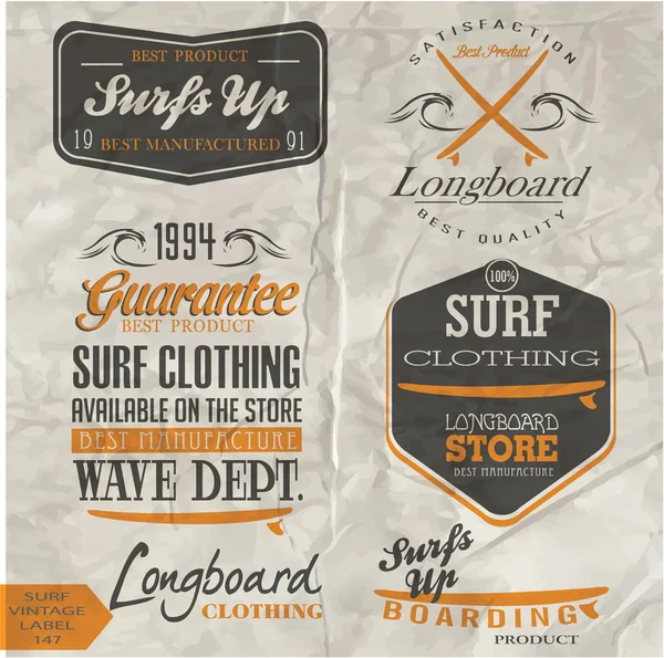 Elementos de surf Vintage — Vector de stock