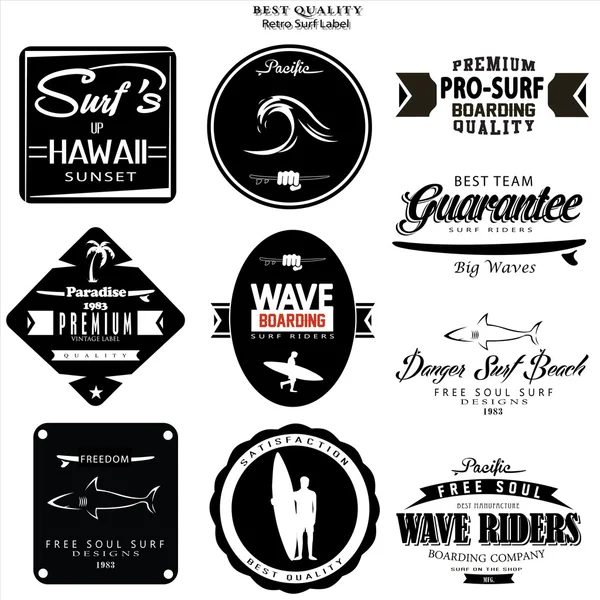 Éléments de surf vintage — Image vectorielle