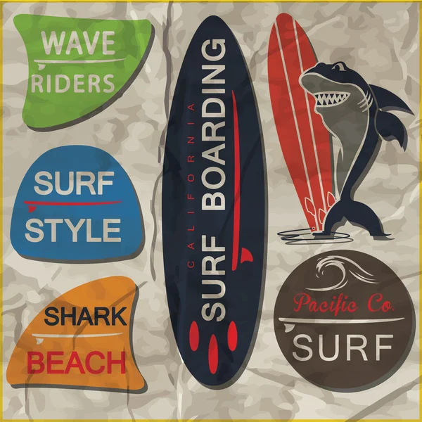 Elementos de surf Vintage — Vector de stock