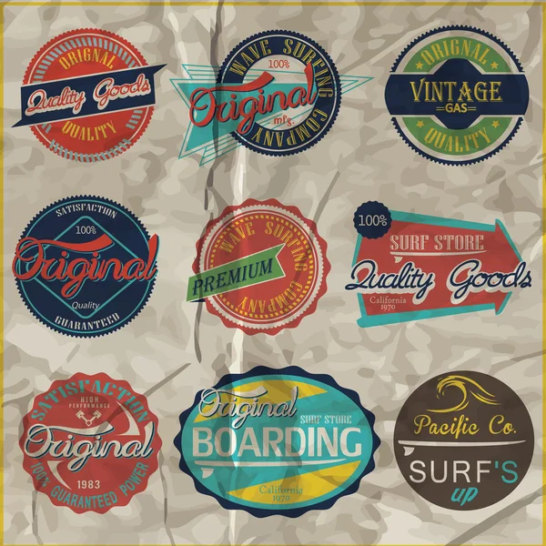 Elementi surf vintage — Vettoriale Stock