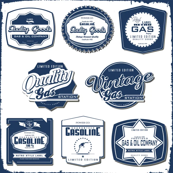 Carteles y etiquetas retro de gasolina vintage — Vector de stock