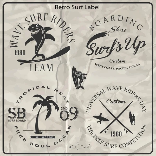 Elementos de surf Vintage — Vector de stock