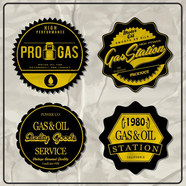 Carteles y etiquetas retro de gasolina vintage — Vector de stock