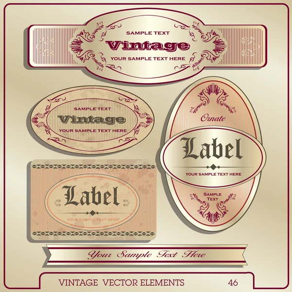 Labels, vintage ornaments — Stock Vector