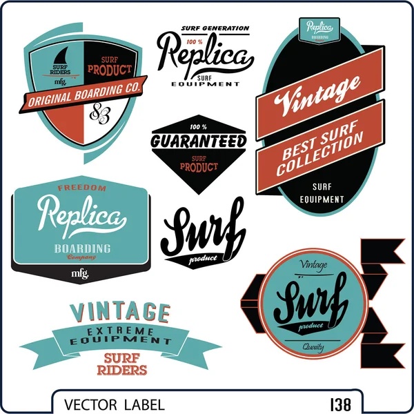 Elementi surf vintage Illustrazione Stock