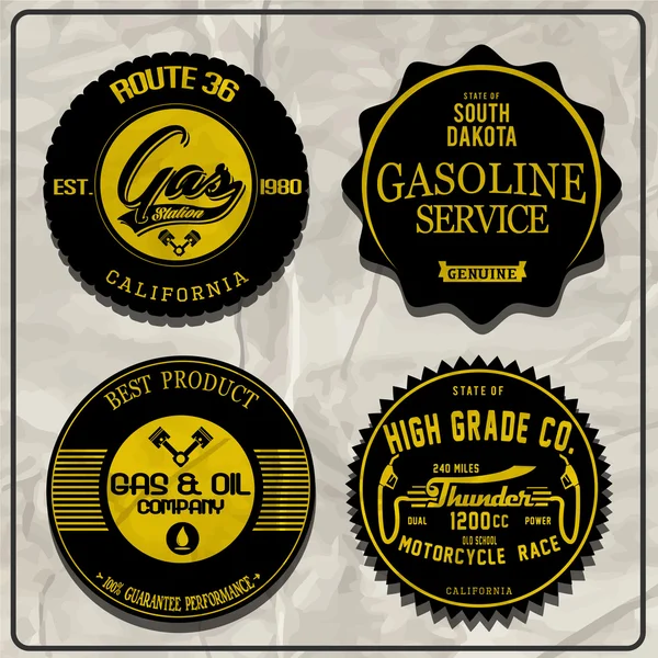 Carteles y etiquetas retro de gasolina vintage Vector De Stock