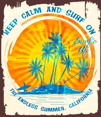 Vintage surf elements, labels vector