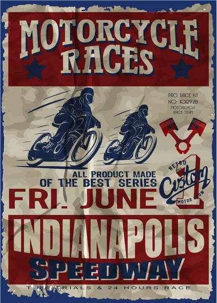 Плакат для печати старинных гонок — стоковый вектор