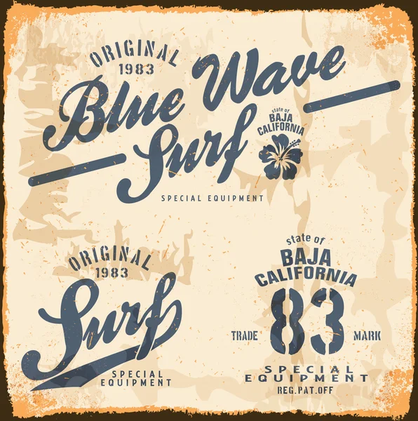 Éléments de surf vintage — Image vectorielle