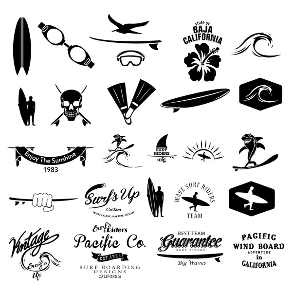 Éléments de surf vintage — Image vectorielle