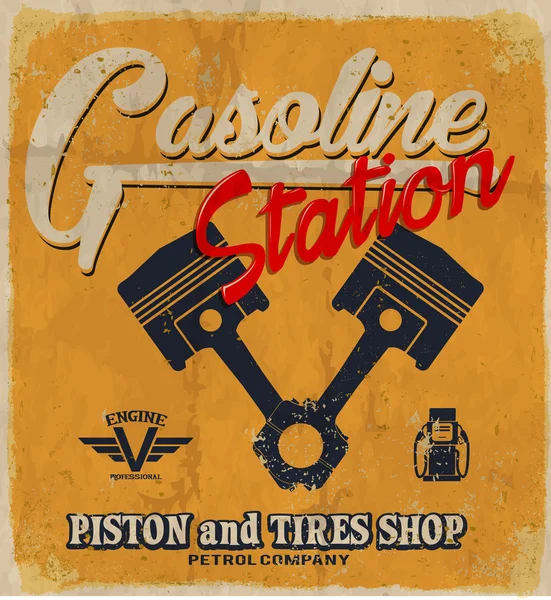 Placa de posto de gasolina retro Grunge —  Vetores de Stock