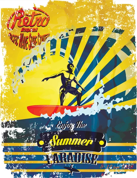 Vintage surfing poster — Stock Vector