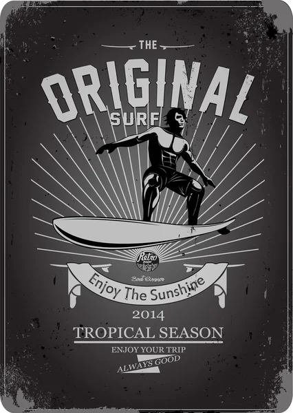 Surf print, desenho ilustração —  Vetores de Stock