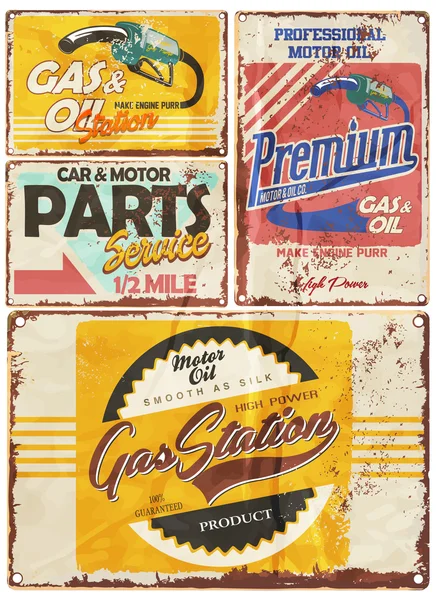 ÉLÉMENTS DE VINTAGE DE LA STATION GAZ — Image vectorielle