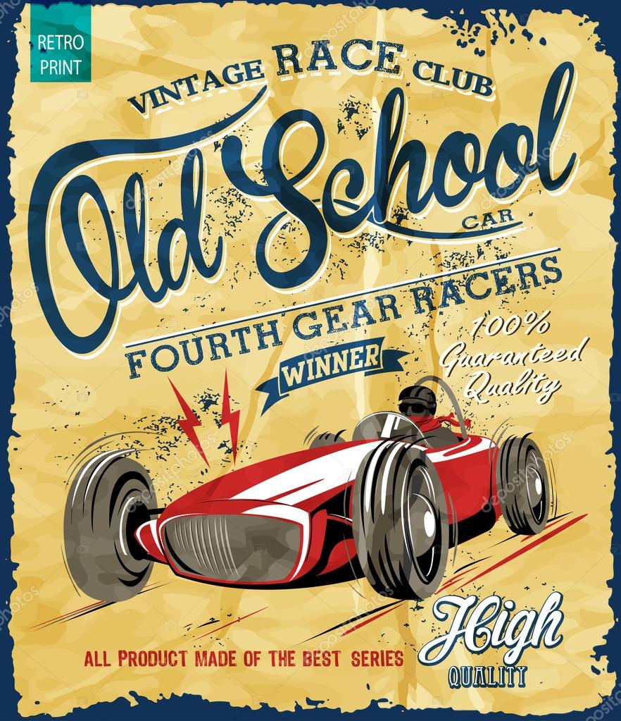 Vintage race poster for printing — Stock Vector ©