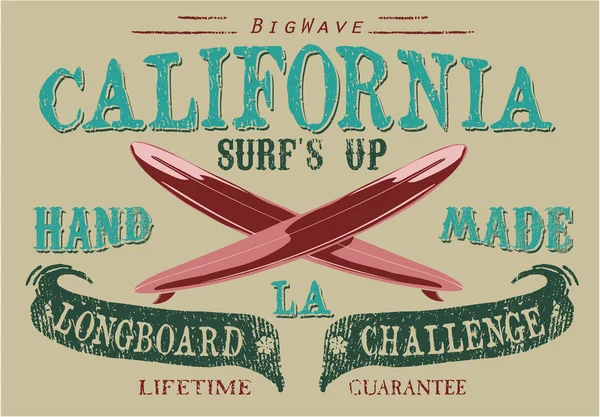 Surf print, sport extrême d'été — Image vectorielle