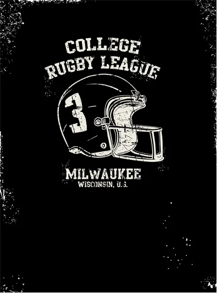 College rugby team badge in retro stijl — Stockvector