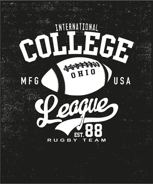 Insignia de equipo de rugby universitario en estilo retro — Vector de stock