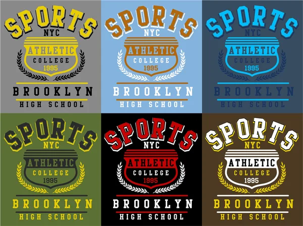 Vintage College League impresión de ropa deportiva — Vector de stock