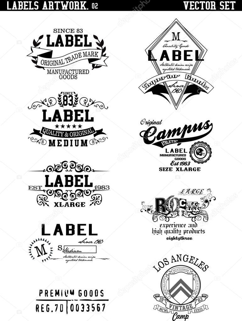 retro label vector set