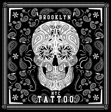 Kafatası desenli bandana illüstrasyon