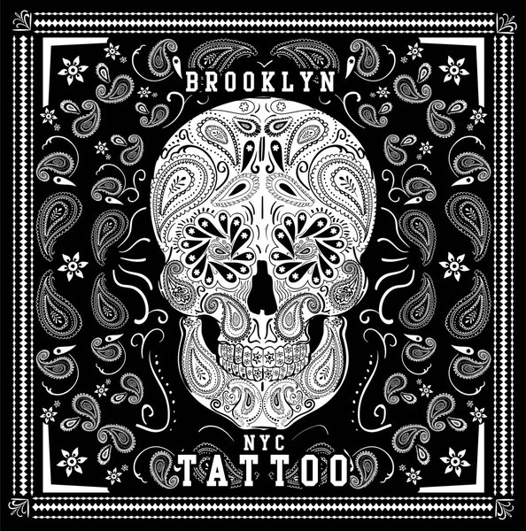 Skull paisley bandana illustration