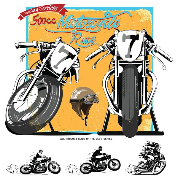 Motocicleta de carrera vintage para imprimir — Vector de stock