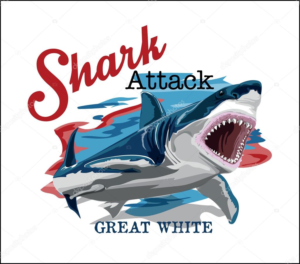 Toothy great white shark.vector cartoon shark sketch