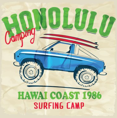 Vector surf car print vector