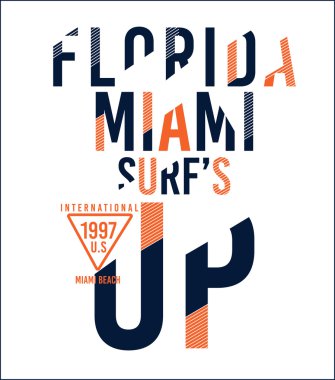 vektör sörf yazdırmak florida miami metin 