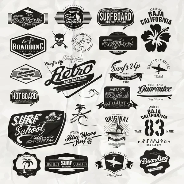 Vector surf label en afdrukken instellen — Stockvector