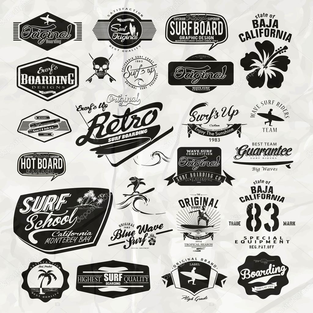 vector surf label and print set