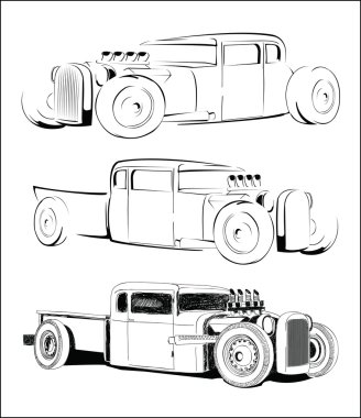 Vintage hot rod araba kroki