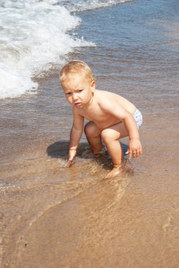 Küçük bir çocuk Indiana Dunes beach