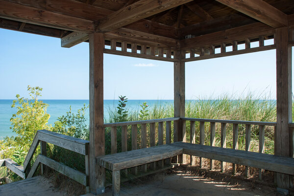 Pavilion on the shore of Lake Michigan