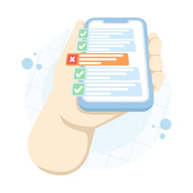 Yapılacak iş yönetiminin modern çizgi film vektör çizimi. Verimlilik, organizasyon ve iş akışı optimizasyonu için görev listelerini, proje planlamasını ve üretkenlik araçlarını içerir.