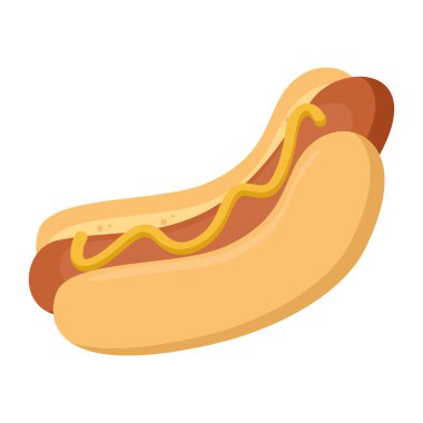 Modern vektör stilinde leziz sosisli tasviri. Kafe menüleri için fast food konsepti, sokak yemekleri reklamları, festival yemekleri görselleri ve mutfak grafik projeleri.