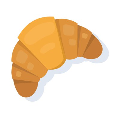 Altın rengi yeni pişmiş kruvasanın vektör çizimi. Pastaneler için gıda konsepti, fırın görselleri, kahvaltı menüleri ve mutfak pazarlaması.