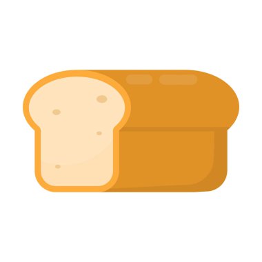 Çizgi film tarzında altın tonlu beyaz ekmek çizimi görünür kırıntı detaylarıyla. Pastane temaları, fırın ürünleri, kahvaltı menüleri ve gıda grafikleri için gıda konsepti.