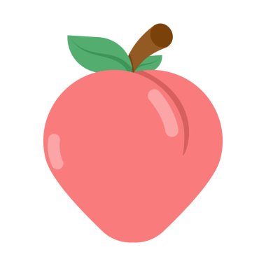 Kalp şeklindeki şeftalinin vektör çizimi, vejetaryen meyve, sağlık bakımı, besleyici diyet, refah, organik gıda konsepti, sağlıklı yaşam tarzı ve beslenme için modern düz vektör tasarımı.