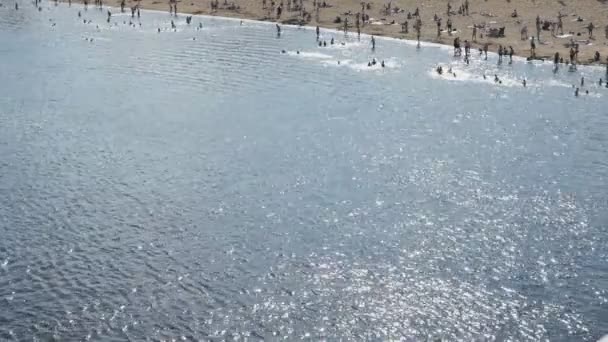 Personas no identificadas nadando en el mar — Vídeos de Stock