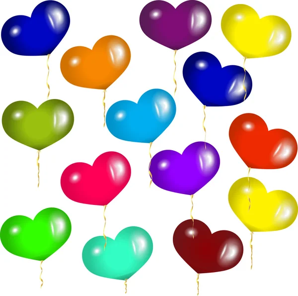 Balões coloridos um monte de coração —  Vetores de Stock